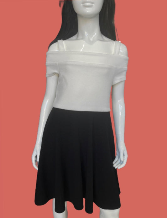 Sally Miller Girl's Black & White Off The Shoulder Party Dress