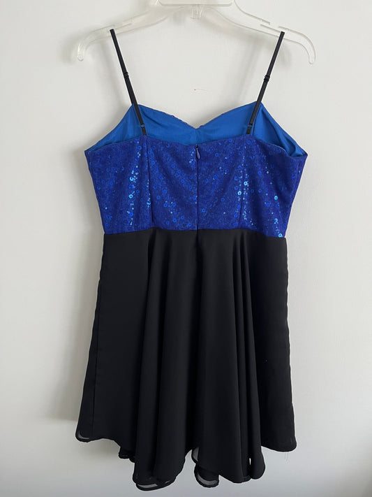 Un Deux Trois Girl's Blue Sequin and Black Party Dress