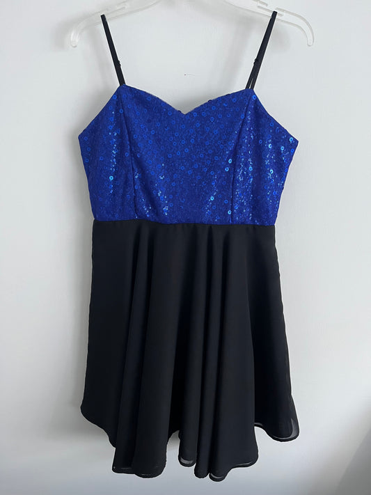 Un Deux Trois Girl's Blue Sequin and Black Party Dress
