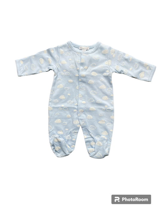 Kissy Kissy Prem Baby Boy's Blue with White Clouds Babygrow and Hat