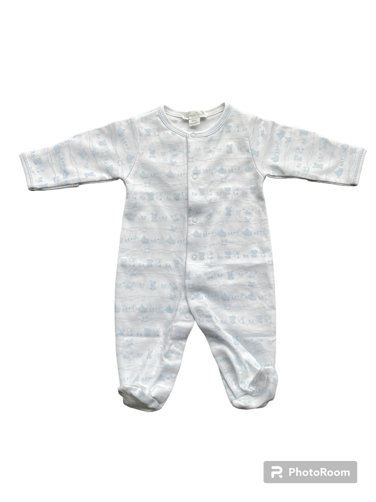 Kissy Kissy Prem Baby Boy's White and Blue Bunny Tails Babygrow