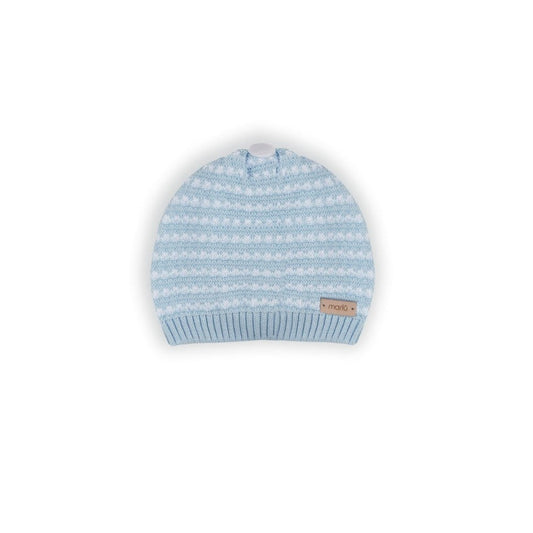 Marlu Baby Boy's Pale Blue & White Knit Hat