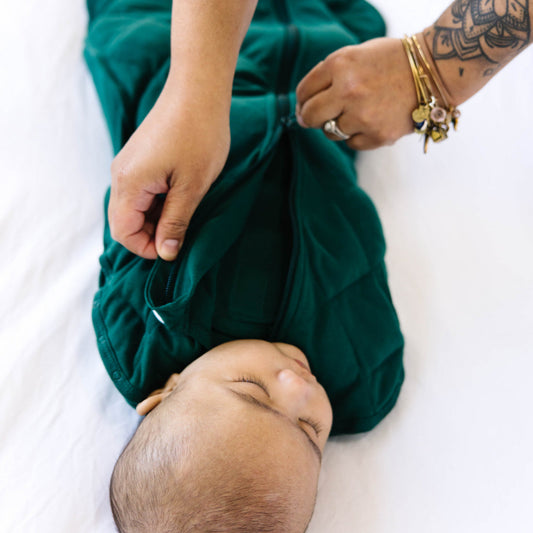 Dreamland Weighted Forest Green Baby Sleep Swaddle