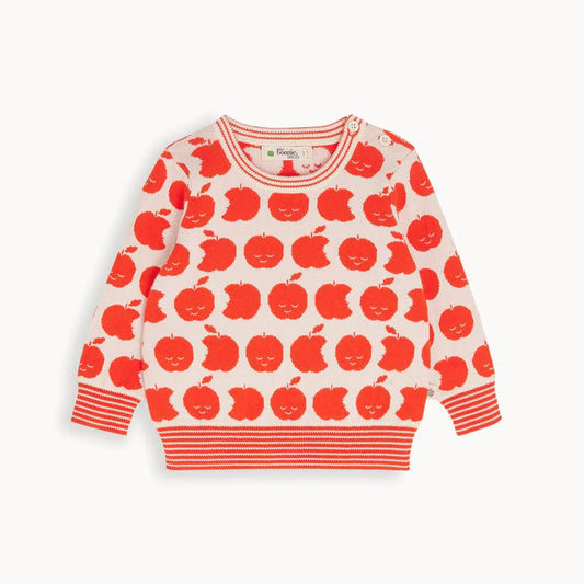 The Bonnie Mob Unisex Baby Red Apple Knitted Sweater