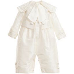 Little Darlings Baby Boy's Ivory Christening All-In-One Outfit & Hat