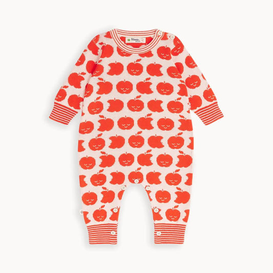 The Bonnie Mob Unisex Baby Red Apple Knitted Romper