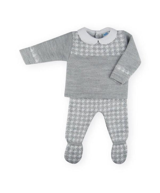 Sardon Baby Girl's Grey Knitted Two Piece Outfit