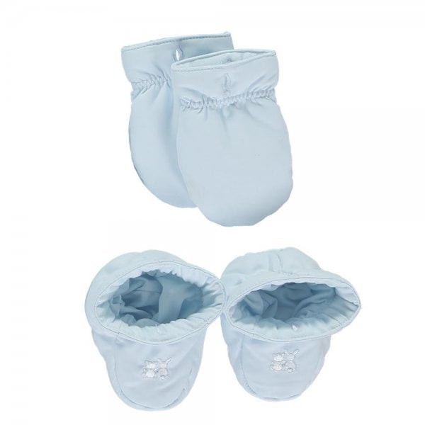 Emile et Rose Baby Boy's Pale Blue Pramsuit with Hood, Mitts & Bootees