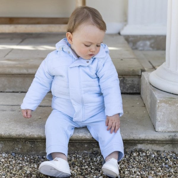 Emile et Rose Baby Boy's Pale Blue Microfibre Hooded Jacket with Mittens