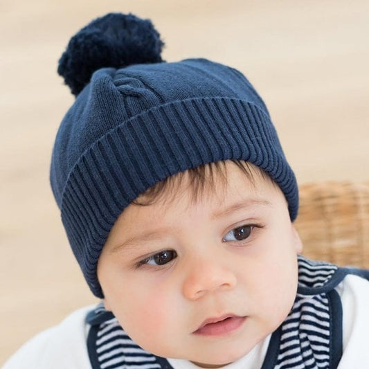 Emile et Rose Baby Boy's Navy Cable Knit Bobble Hat