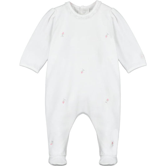 Emile et Rose Baby Girl's Embroidered Rosebud Babygrow