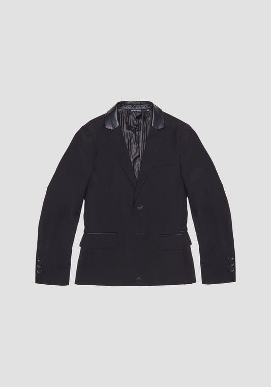 Antony Morato Boy's Black Blazer Jacket With Pleather Collar and Trims