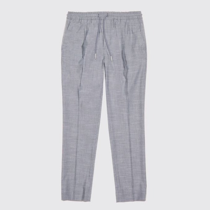 boy's grey smart trouser with elasticated waistband and tie drawstring for comfort