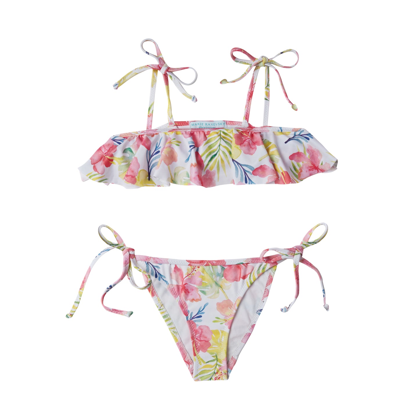 Marie Raxevsky Girl's Floral Ruffle Bikini