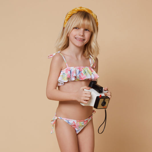 Marie Raxevsky Girl's Floral Ruffle Bikini