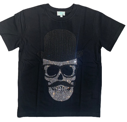 Cako Boy's Black T-Shirt With Skull & Top Hat