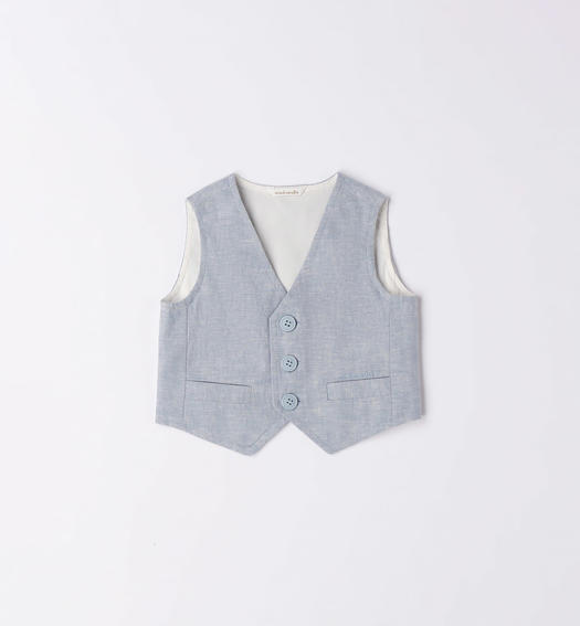 Minibanda Baby Boy's Pale Blue Linen Waistcoat