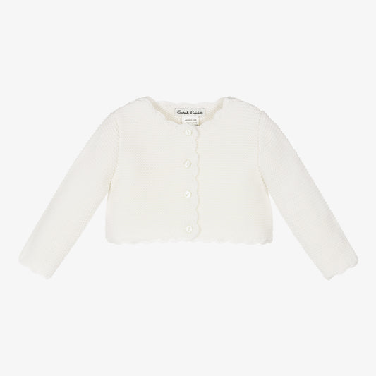 Sarah Louise Baby Girl's White Chunky Knit Crop Cardigan