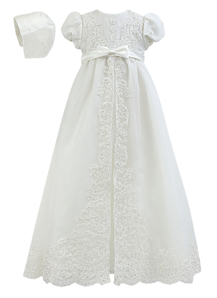 Sarah Louise Baby Girl's Ivory Embroidered Christening Robe & Bonnet