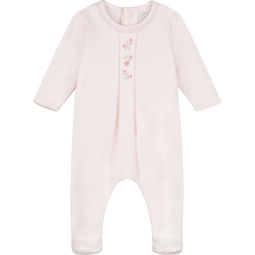 Emile et Rose Baby Girl's Pale Pink Babygrow with Flower Embroidery