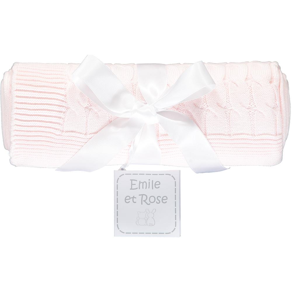 Emile et Rose Baby Girl's Pale Pink Cable Knitted Blanket