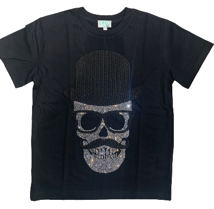 Cako Boy's Black T-Shirt With Skull & Top Hat