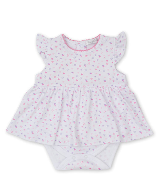 Kissy Kissy Baby Girl's Pale Pink & Lilac Hearts Bodysuit Dress