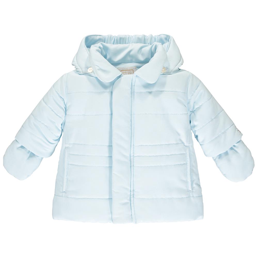 Emile et Rose Baby Boy's Pale Blue Microfibre Hooded Jacket with Mittens