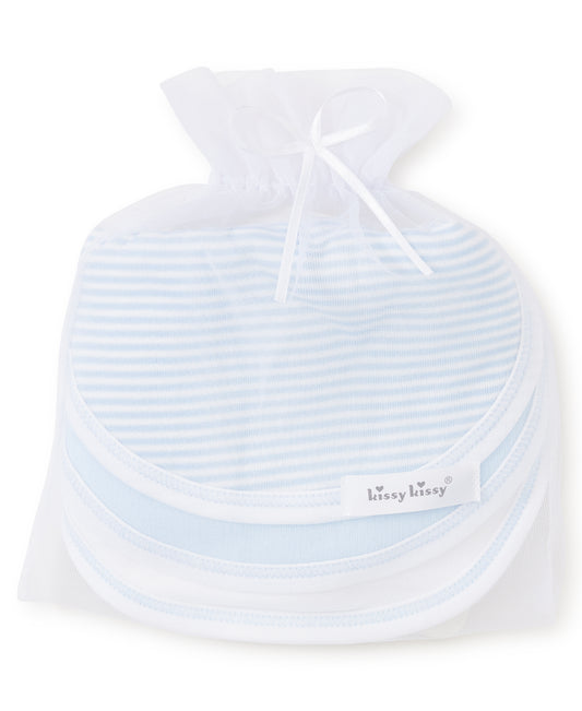 Kissy Kissy Baby Boy's Pale Blue Stripe 3 Pack Bibs With Tulle Bag