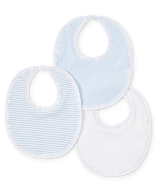Kissy Kissy Baby Boy's Pale Blue Stripe 3 Pack Bibs With Tulle Bag